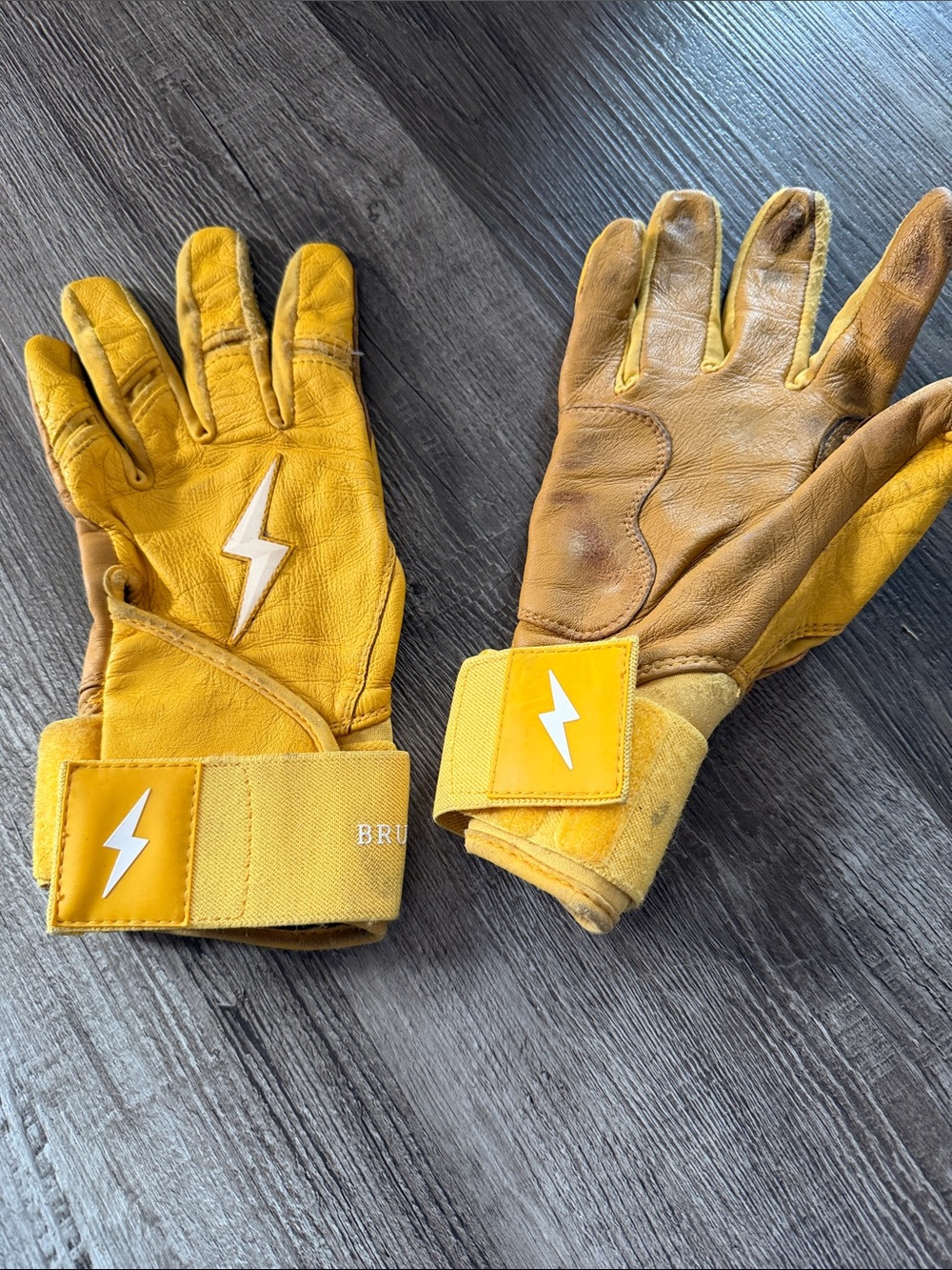Bruce Bolt Long Cuff Batting Gloves Yellow Size Large
